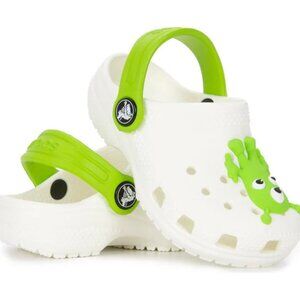 Crocs Boys' White Green Classic Glow-In-Dark Alien Slip-On Clogs Size US 4